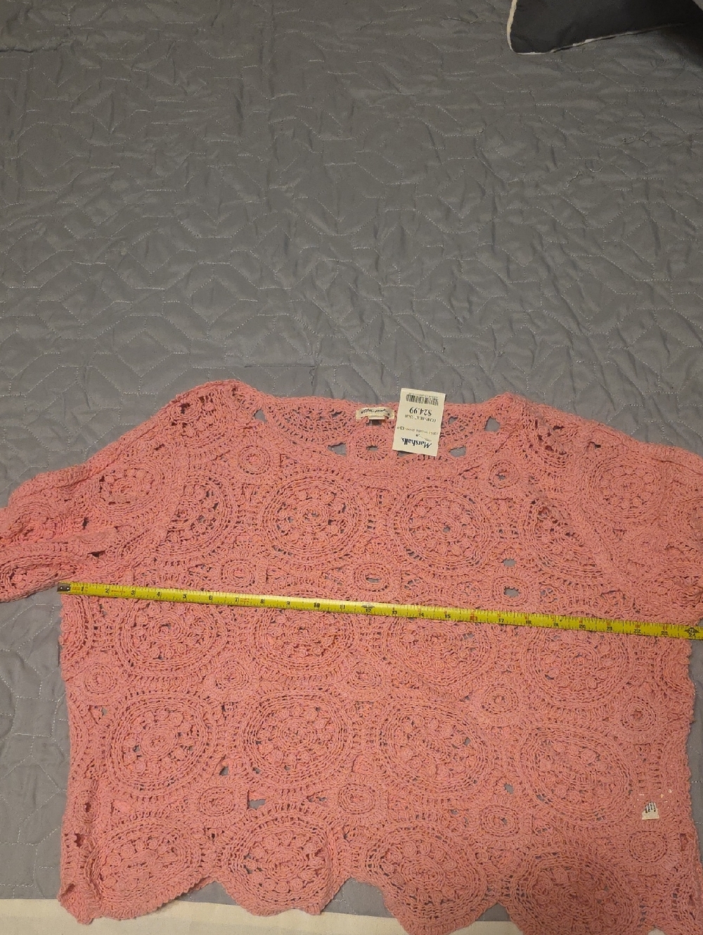 Ultra Pink Coral Crochet Circle-Motif Tunic Top - Picture 6 of 11